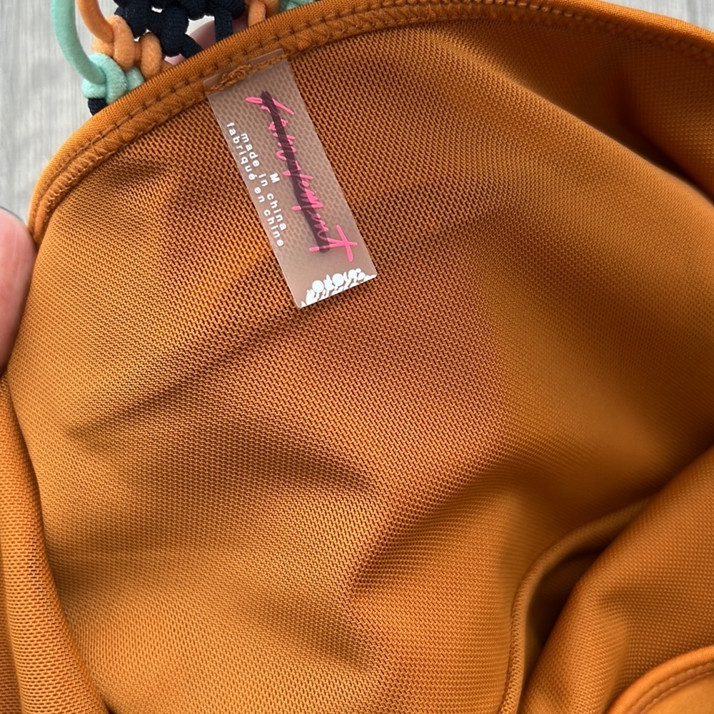 Free People Orange Cropped Jumpsuit with Braided Straps - Picture 4 of 11